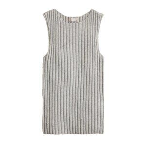 NWT J.Crew Wide-rib Cashmere Sweater Shell in Heather Grey Knit S